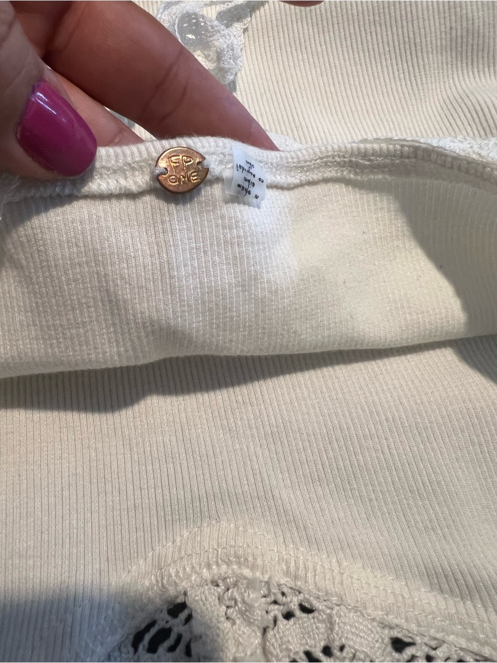 Free People Cream Crochet Halter Ribbed Tank - Picture 3 of 3